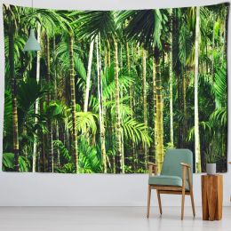 Palm Paulownia Bamboo Forest Wall Hanging Landscape Painting Tapestry Living Room Ins Simple Background Cloth Decor