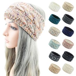 Colourful Twist Yarn Cashmere Knitted Headbands For Women Winter Warmer Ear Thicken Thermal Elastic Hairbands Headwrap Turbans