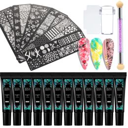 Gel Stamping Gel Nail Polish Manicure Set Nail Art Stamping Plates Butterfly Love Leaf Nail Templates Transfer Varnish LEFB01061