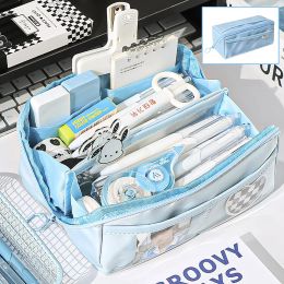 Clear Pen Pouch Itabag Pencil Case Cosmetics Organizer Mutiple Compartments for School,Office,Back to School Gift