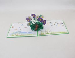 Handmade 3D Pop UP Flower Greeting Cards Thank You Paper Invitation Birthday Postcard For Mom Teacher Festive Party Supplies9969579