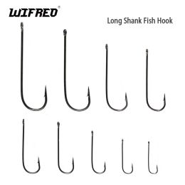 Wifreo 100PCS Aberdeen Long Shank Fish Hook Saltwater Fresh Water Fishing Hooks Sabiki Rig Streamer Fly Hook Size 16 to 2/0 3/0