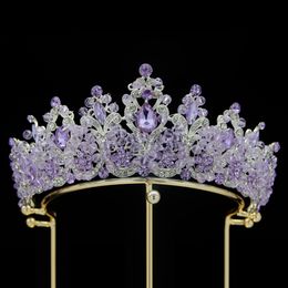 KMVEXO Purple Crystal Crowns And Tiaras Baroque Vintage Crown Tiara For Women Bride Pageant Prom Diadem Wedding Hair Accessories