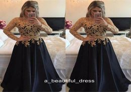 Mother of the Bride Dresses Black Gold Lace Long Sleeves Formal Godmother Evening Party Guests Gown Plus Size Custom Made ED13221539006