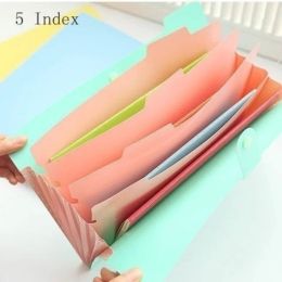 1 PCS A4 Letter Size Jelly Color 5-index Expending File Folder Office Supplies Student Stationary Smile Printing Organizer