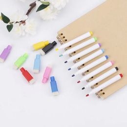 8Pcs/lot Colourful black School classroom Whiteboard Pen Dry White Board Markers Built In Eraser Student children's drawing pen
