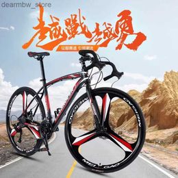 Bikes Adult Man Curved Road Bicyc 700C Variab Speed Shock Absorption Student Bicyc Doub Disc Brake Racing Bike 24/27/30 Spe L48