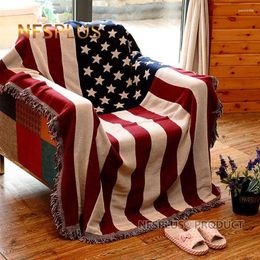 Blankets Knitted Throw Blanket For Sofa Chair 130x180cm USA UK Flag Design Home Decorative Bed Spread Floor Carpet Rug Couch Cover