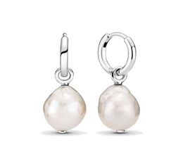 Fine Jewellery Authentic 925 Sterling Silver Earrings Fit Charm Freshwater Cultured Baroque Pearl Hoop Love Earring Engagement DIY Wedding1860166