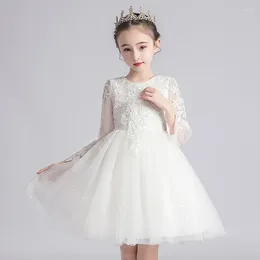 Girl Dresses Children's Dress Princess 2024 Spring Girls' White Performance Mesh Wear