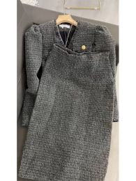 Women Winter Jacquard Tweed Elegant Suit Jacke Coat Top And Long Skirt Two Piece Set Matching Outfit Female Formal Party Clothes