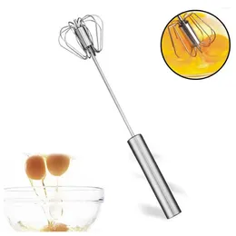 Baking Tools 1PCS Stainless Steel Semi-automatic Egg Beater Press Creme Rotary Gadget Household Whisk X5W6