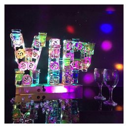 Other Event Party Supplies Rechargeable Luminous Light Up Vip S Glass Tray Led Cocktail Stand Wine Cup Holder For Bar Disco Decora Dhilf