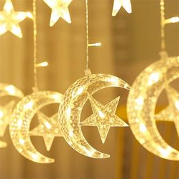 3Meter Led Fairy Light Garland Ramadan EID Mubarak 12 Moon/Star Lamp 220V EU Islam Lights Curtain Decorations for Home Window