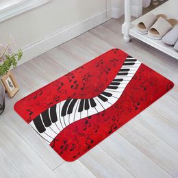 Carpets Piano Keys Music Note Red Floor Mat Entrance Door Living Room Kitchen Rug Non-Slip Carpet Bathroom Doormat Home Decor