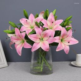 Decorative Flowers 2pcs 3d Lily Simulation Home Furnishings Wedding Bouquets Graduation Gifts To Teachers