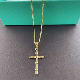 Pendant Necklaces 24K Gold Necklace Religious Faith Cross Pendant Necklace Mens and Womens Jewellery GiftsQ