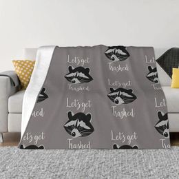 Blankets Raccoon Blanket Flannel Decoration Let's Get Trashed Portable Home Bedspread
