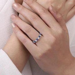 Cluster Rings Vintage 925 Sterling Silver Sapphire Wedding Engagement Diamonds Square Fine Jewellery For Women Luxury Gift