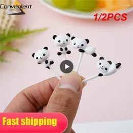 Forks 1/2PCS Set Mini Cartoon Panda Fruit Fork Kids Snack Dessert Pick Cake Bento Lunches Party Decoration Plastic Animal