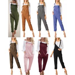 Cropped Jumpsuit Summer Women's Plus-storlek Lossa avsmalnande byxor i Solid Color Women's Overalls