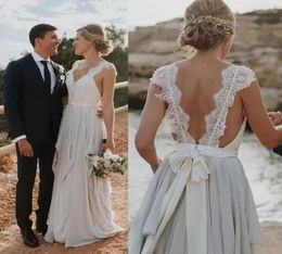 Boho Beach Wedding Dresses Bridal Ball Gown Lace Straps Scalloped Tiered Skirt Chiffon Backless Custom Made Party Gowns Plus Size 7753996