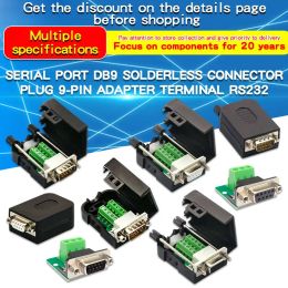 Serial Head DB9 Solder-Free Head Transfer-free Plug 9-Pin Adapter Terminal RS232/COM Port Female Head Male Head