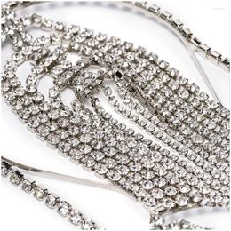 Hair Clips Barrettes Fashion Long Rhinestone Head Chain Jewellery Crystal For Women Accessories Designer Cute Boho Bridal Headband Luxur Dhkqk