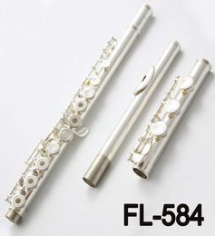 FL584 Professional Concert Flute 17 Holes C Tone Open Silver Plated Performance Musical Instruments Flute With CaseCleaning Clot5116728