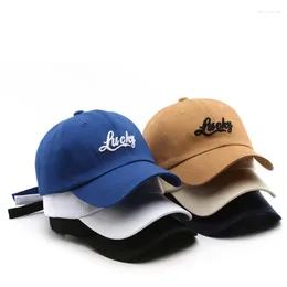 Ball Caps Lucky Embroidery Snapback Casual Baseball Cap Solid Colour Simple Dad Hat Unisex Sun Hats For Women Men