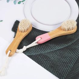 2024 Bamboo Face Cleaning Brush Soft Boar Bristle Beauty Face Tool Skincare Skin Deep Cleaning Exfoliating Lip Brush for Womangentle