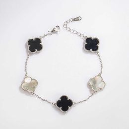 van bracelet S925 Silver Clover Bracelet for Women with a Small Design Sense as a Commemorative Gift for Favorite Friends