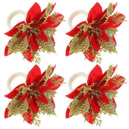 Table Cloth 4 Pcs Christmas Napkin Rings Decoration Garland Xmas Buckle Dining Decorative Holders