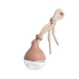6ml Transparent Car Perfume Diffuser Empty Bottle Hanging Aromatherapy Bottle With Wooden Lid