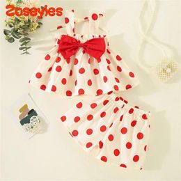 Clothing Sets Summer Girls' Set Flower Bow Strap Top Shorts Casual Sweet Daily Cotton Two Piece 0-3 Years Old