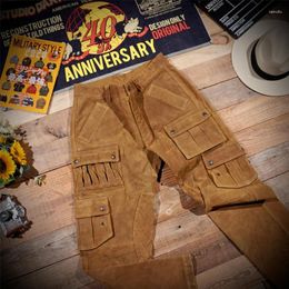 Men's Pants LKP948 RockCanRoll 1.3mm USA Genuine Cow Suede Leather Motorcycle Vintage Heavy Durable Stylish Cowhide Rider Trousers