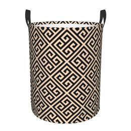 Greek Meander Black And Beige Design Laundry Hamper Large Clothes Storage Basket Toy Bin Organiser for Boy Girl