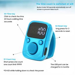 Digital Electronic Luminous LED Finger Ring Hand Tally Counter Prayer Rechargeable Counters Clicker Digit Stitchs Marker