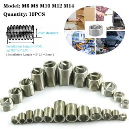 304 Stainles Steel Coiled Wire Thread Blade Long Thread Repair Screw Blade Repair Tool Easy Instal 10pcs M6 M8 M10 M12 M14