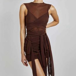 American 2024 Womens Wear Design Sexy Slim Fit Mesh Dress Dopamine Summer Youth Feel Sweet and Spicy Style