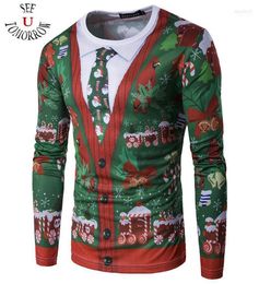 Men039s T Shirts Men039s TShirts 2022 Casual Christmas 3D Printed Funny Feliz Navidad Ugly Sweater Long Sleeve Oneck Silm 6629527