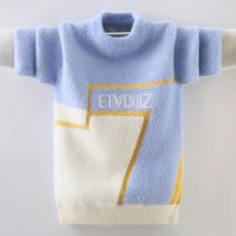 Children Mink Fleece Sweaters 3-17T Kids Spring-Winter Warm Jacket Baby Boys Pullovers Long Sleeve Knitted O-neck Outfit Shirt