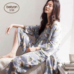 Home Clothing Summer Cotton Lady Pyjamas Sexy Ladies Mid Sleeve Household Clothes Thin Female Spring Three Suits