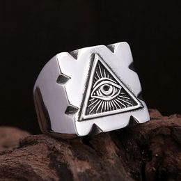 High Quality 14K Gold Masonic Eye of Horus Rings Vintage Egypt Ethnic Square Shape Ring For Men Fashion Jewellery