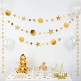 Party Decoration 4m Gold Silver Star Circle Paper Garlands Wedding Screen Decor Birthday Supplies Girls Bedroom