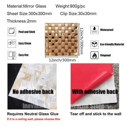 Self Adhesive Kitchen Wall Crystal Glass Mosaic Tile Decorative Tiles Glass Mosaic Wall Sticker KTV Dispaly Home Office Decor