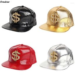 Ball Caps Crocodile Pattern Dollar Hats Hip Hop Baseball Bright Leather Snapback Hat Unisex Metal Golden Diamond Cap Gorras Cool