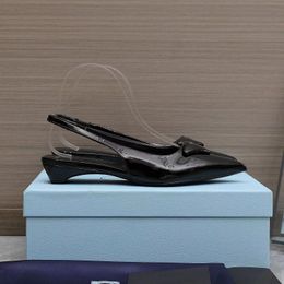 Brand slingshot designer high heels casual shoes sandals ballet leather shoes 7CM slim fit high heels white black red pointed gladiator heels dress shoes large