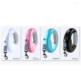 Dog Collars Leash LED Light Pet Automatic Retractable Ring Luminous Supplies Accessories White