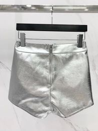 Women's Shorts 2024 Summer Women Luxury Real Sheepskin Leather Silvery Pants For Female Gdnz 3.13